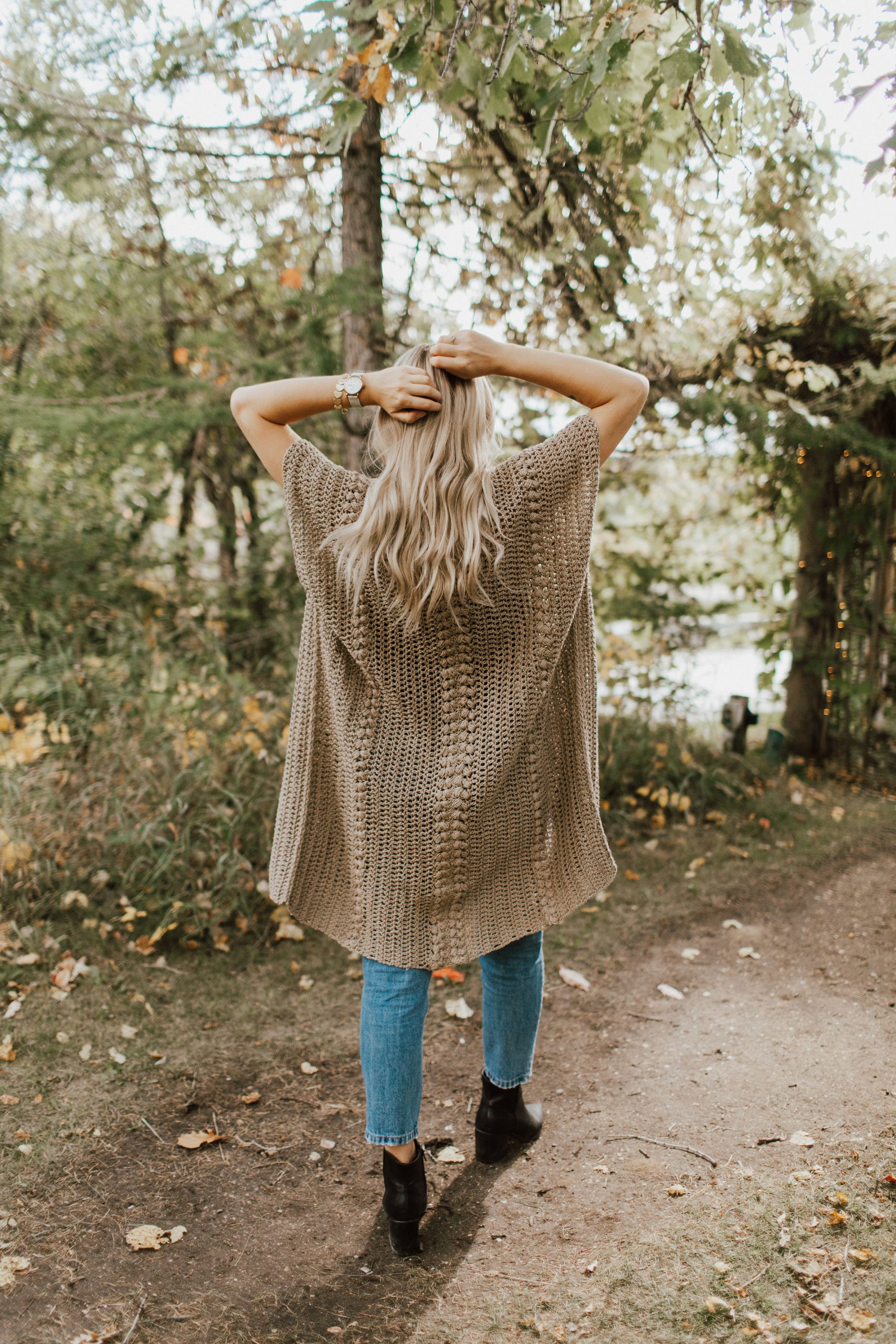 The Wanderer Ruana – Oversized Crochet Puff Stitch Cardigan - Knits 'N ...