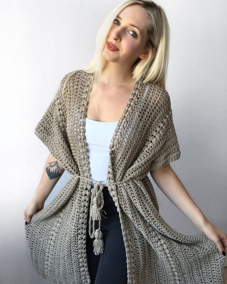 The Wanderer Ruana – Oversized Crochet Puff Stitch Cardigan - Knits 'N ...