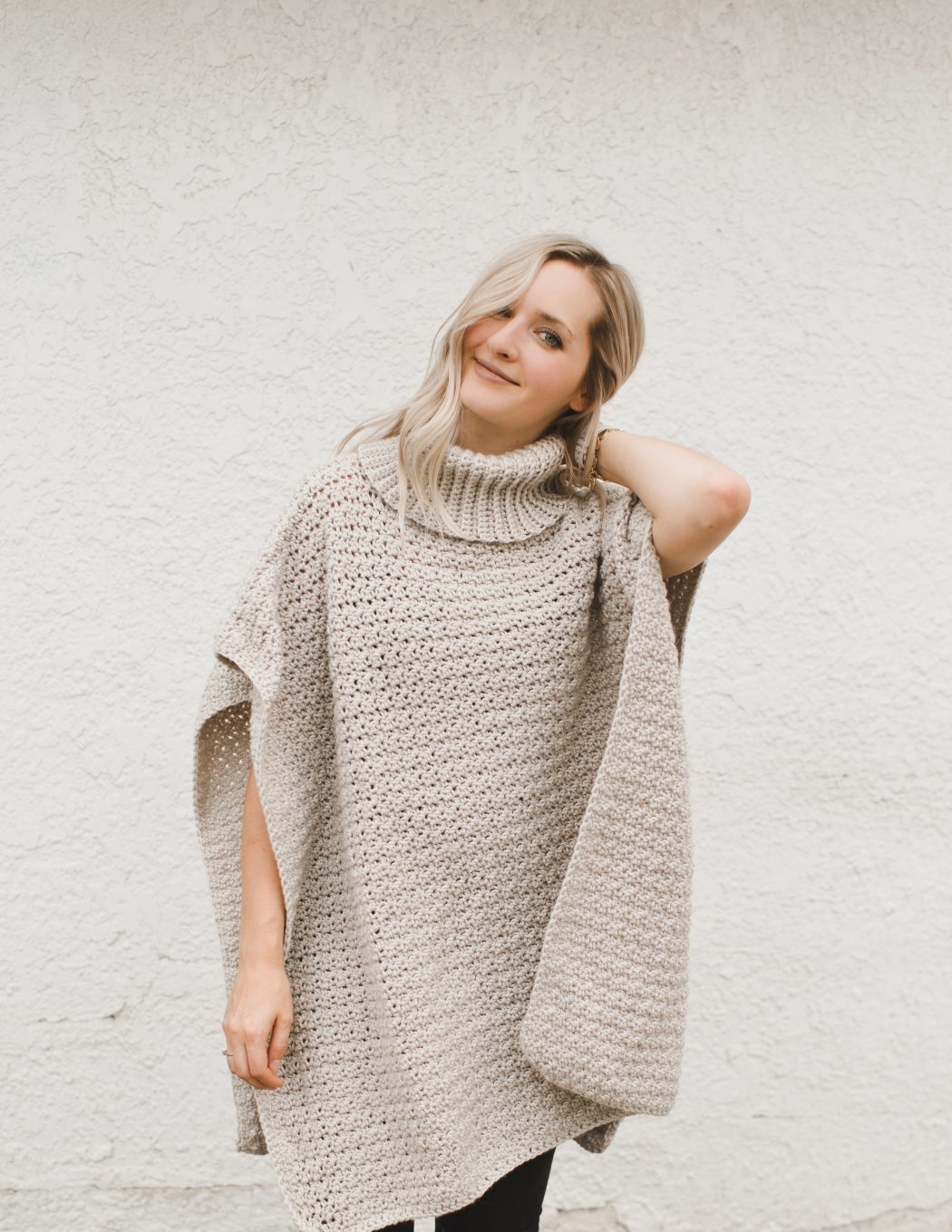 Rosebud Poncho – Worsted Turtleneck Poncho Crochet Pattern - Knits 'N Knots