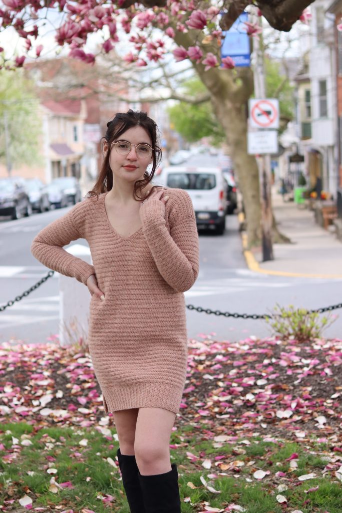 Distant Fog – Crochet Pattern for a V-Neck Sweater-Dress (from my book:  Modern Crochet Sweaters) - Knits 'N Knots
