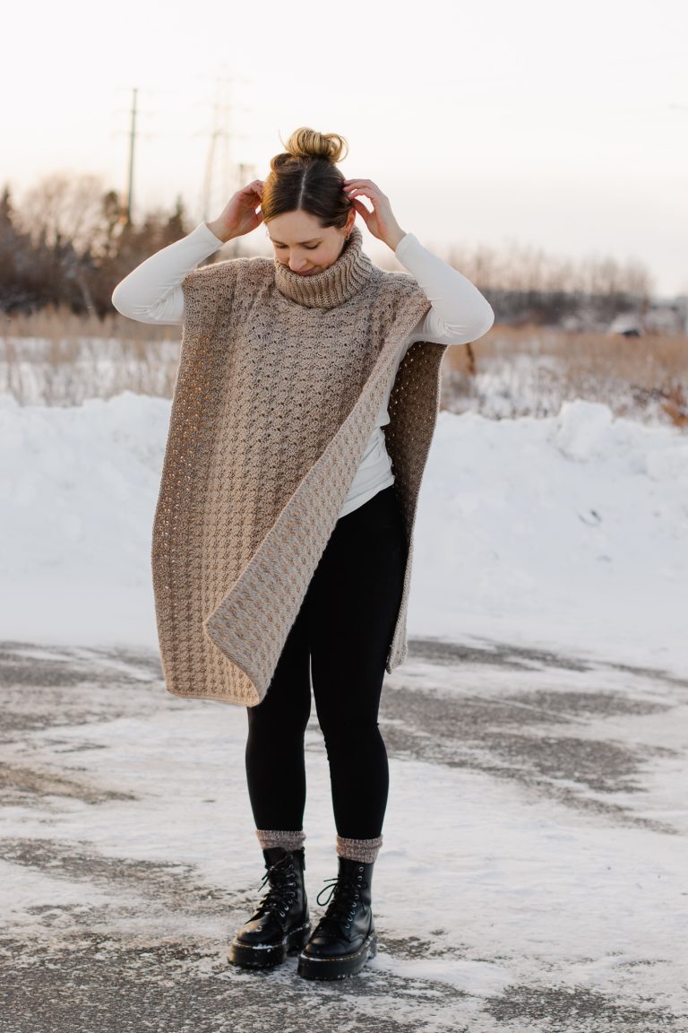 Northcross Poncho – Crochet Pattern for Shell Stitch Poncho with Ribbed ...