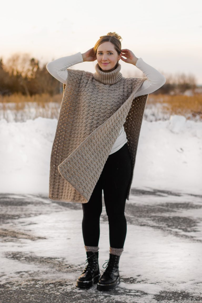 Northcross Poncho – Crochet Pattern for Shell Stitch Poncho with Ribbed ...