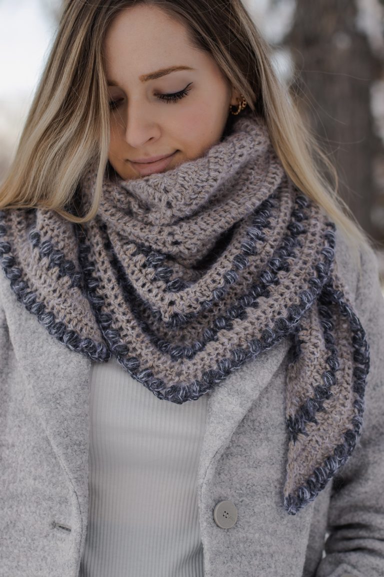 Arbor Grove Wrap – Crochet Pattern for Triangle Shawl with Puff Stitch ...